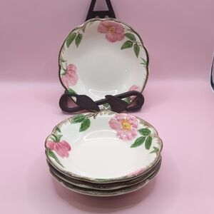 Four (4) Vintage Franciscan Desert Rose Earthenware Berry Side Dish Bowls 5.25"